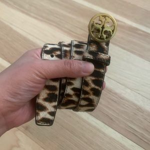 Tory burch leopard belt xs